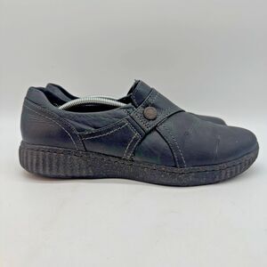 Clarks Caroline Pearl Shoes Women's 9.5M Black Leather Slip On Comfort Loafers